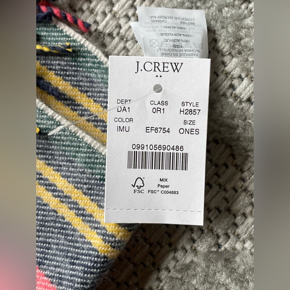 J.Crew jcrew Stripe Sweater Plaid Cape Scarf Wrap fringe SMALL Womens NEW shirt - Picture 12 of 13